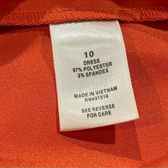 Solid blood orange color sleeveless scoop neck dress - Picture 9 of 14